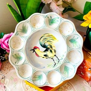 Vintage farmhouse Rooster egg platter
